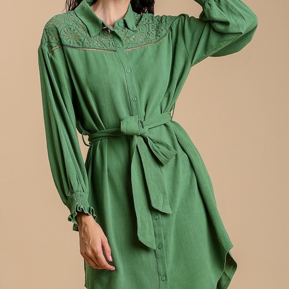Umgee Dresses & Skirts - Umgee Dark Sage Shirt Dress | NWT